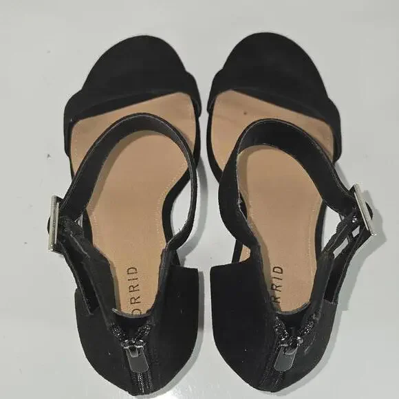 Torrid Women's Suede Strappy Block Heel Black Plus Size 11W - Picture 3 of 9